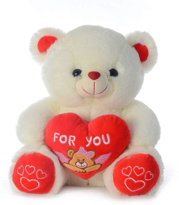 

Fancy soft toys teddy Heart (For U) Sitting - 30 cm (off white) - 30 cm(Multicolor)