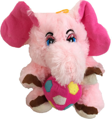 CREATIVEVILLA CUTE PINK ELEPHANT WITH BALL PLUSH STUFFED SOFT TOY CVST7108 - 24 cm(Multicolor)