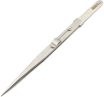 

Buyyart New 165mm Adjustable Tweezers Silver Stainless Steel Mini Tweezers Straight Pointed Tip Slide Lock Hold Tightly