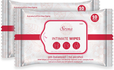 

SIRONA Intimate Wet Wipes - 20 Wipes (2 Pack - 10 Wipes Each) Intimate Wipes(20 Sheets, Pack of 2)