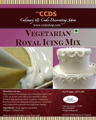 

CCDS Vegetarian Royal Icing Mix, 500 grams Raising Ingredient Powder(500 g)
