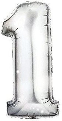 

Party Anthem Solid 1 Number Silver Foil Balloon(Silver, Pack of 1)