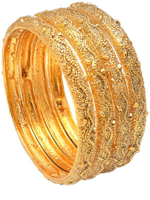 GEODE DELIGHT Brass Gold-plated Bangle Set(Pack of 4)