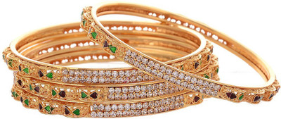 GEODE DELIGHT Brass Gold-plated Bangle(Pack of 4)