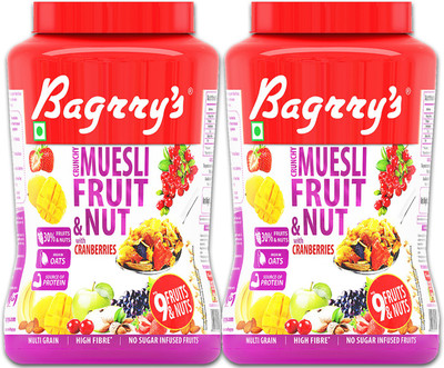 

Bagrry's Fruit N Nut Cranberry Muesli Pack of 2(2000 g, Plastic Bottle, Pack of 2)