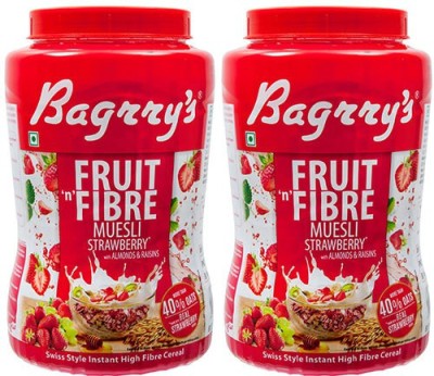 

Bagrry's Fruit N Fibre Strawberry Muesli 1000 GM Jar Pack of 2(2 kg, Plastic Bottle, Pack of 2)