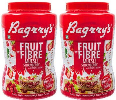 

Bagrry's Fruit N Fibre Strawberry Muesli 1000 GM Jar Pack of 2(2 kg, Plastic Bottle, Pack of 2)