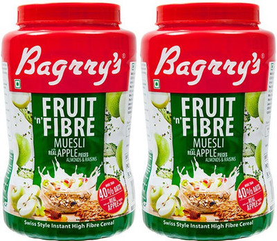 

Bagrry's Fruit N Fibre Apple Muesli Pack of 2(2000 g, Plastic Bottle, Pack of 2)