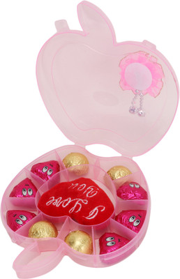 

Skylofts Stylish Apple Box Chocolate Gift Pack with I love You Heart Soft Toy Birthday Valentine gifts Bars(90 g)