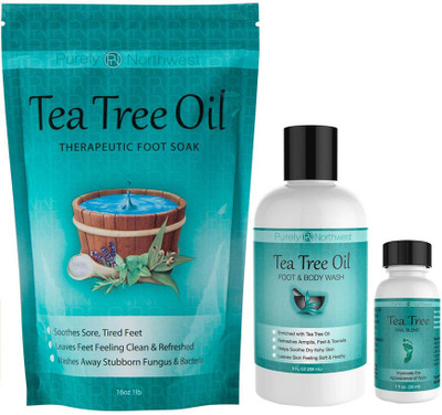 

Purely Northwest Foot and Toenail Kit with 16 oz Tea Tree Oil Foot Soak, 9 fl oz Antifungal Tea Tree Oil Foot & Body Wash and 1 fl oz Tea Tree Nail Blend(Set of 3)