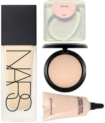 

Ultimate silicon puff, Nars foundation, Mac select coverup concealer with compact(Set of 4)