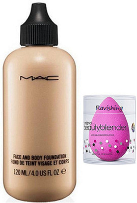 

ravishing Sponge Puff, Mac Face & Body Liquid Foundation(Set of 2)