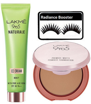 

radiance booster Eyelashes & Lakme 9 to 5 Primer Matte Compact & Naturale CC Cream(Set of 3)