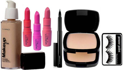 

power point Eyelashes with mac two way compact with giambattista valli lipstick (set of 3) with pen eyeliner & makeup foundation(Set of 7)