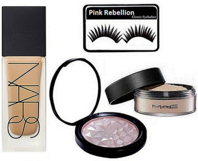 

Pink Rebellion Eyelashes & NARS foundation & Loose Powder & Illuminator of Mac(Set of 4)
