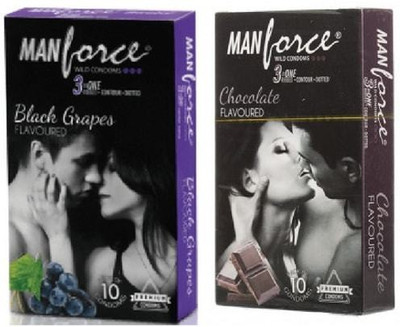 

Manforce Flavoured Condom Combo-Chocolate & Grapes- 20 Condoms Condom(Set of 2, 20S)