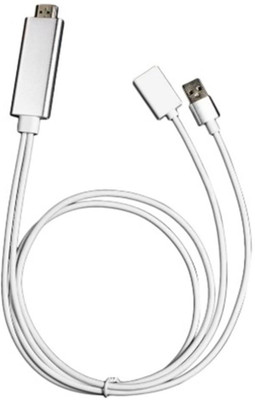 

Gabbar HDMI Cable_w001 HDMI Cable(Compatible with IOS & Android, White, Sync and Charge Cable)