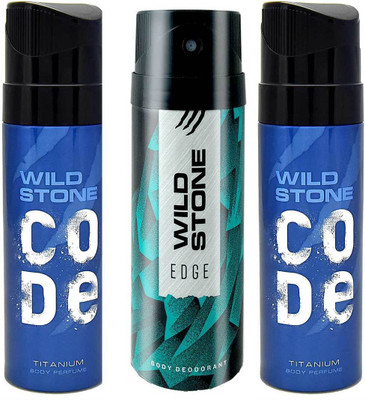 

Wild Stone Edge and 2 Titanium Body Mist - For Men(390 ml, Pack of 3)