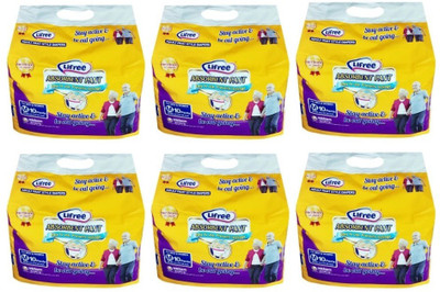 

lifree Adult Diaper Pant Style Medium, Set of 6 packs, 10 pcs per pack Total 60 pcs for waist size 24-33 inches - M(60 Pieces)