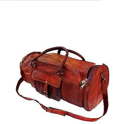 

MUNDO ELEGANTE (Expandable) Leather Travel Duffle Bag for Men and Women | Vintage Handmade Genuine Goat Leather| Brown Color | Best for Gym Bag(M213) Travel Duffel Bag(Brown)