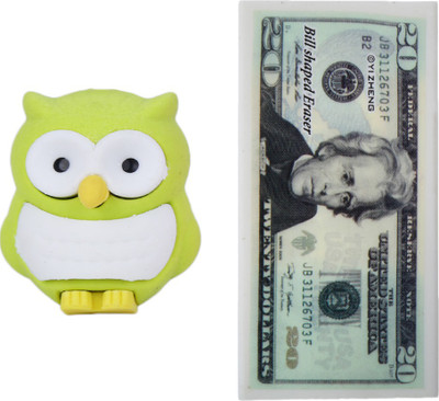 

AutoVHPR Set of 2 Cute Green Owl & 20 Dollar shaped Eraser for School Children Non-Toxic Eraser(Set of 2, Multicolor)