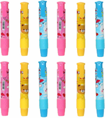 

Parteet Birthday Party Return Gifts-Pen Style Erasers for Kids (Pack of 12) Non-Toxic Eraser(Multicolor)