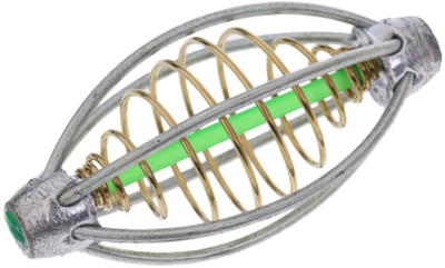 

Auf Fishing Trap Basket Baits Thrower Metal Spring Cage Manual Fish Feeder(10 g)
