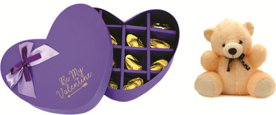 

Skylofts 12pcs Chocolates Heart Box with a cute teddy bear Valentine Gifts Birthday Gift Combo(150gms)