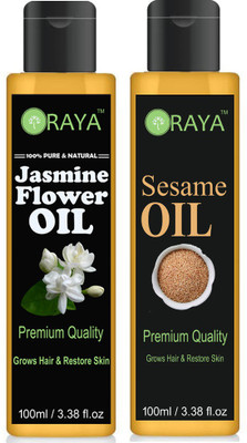 

ORAYA 100% Organic Jasmine( Chameli) Hair Oil And Sesame Oil For Hair Regrowth And Skin Oil-(100ml)-Pack of-2-Bottle-(200ml) Hair Oil(200 ml)