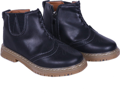 

FEETWELL Boys Slip on Casual Boots(Black