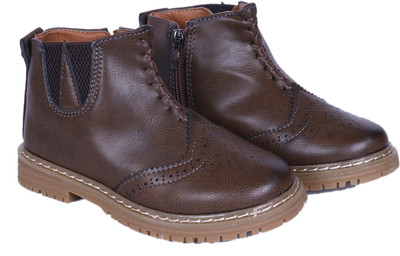 

FEETWELL Boys Slip on Casual Boots(Brown