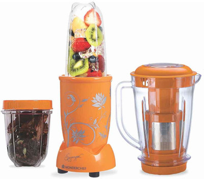 

Wonderchef Nutri-blend With Juicer attachment (Yellow) 400 Juicer Mixer Grinder(Yellow, 3 Jars)