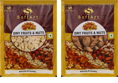 

Soft Art 100% Natural Premium Nuts and Dry Fruit Combo 2.0 Kg - Cashews (Kaju) - 1000 gms , Walnut (Akhrot) - 1000 gram Cashews, Walnuts(1000 g, Vacuum Pack)