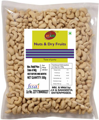 

Nexus Cashew Kernels Nuts Bold, King Size High Quality (Kaju Sabut, Whole Cashews) Grade - W 240 No. Cashews(500 g, Pouch)