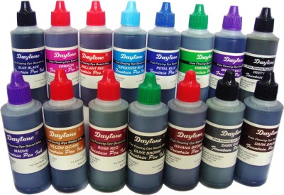 Daytone Pen Ink Assorted Pack 15 Colors 60 Ml. Each Ink Bottle(Pack of 15, Multicolor)