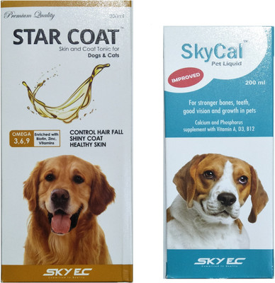 

Sky ec STAR COAT skin and coat Tonic for Dogs and coat with SkyCal Pet Health Supplements(200 ml)
