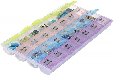 

Anytech 1 Month 28-day High Quality Weekly Pill Box Medicine Tablet Holder Dispenser Holder (4 Row) Pill Box Pill Box(Multicolor)