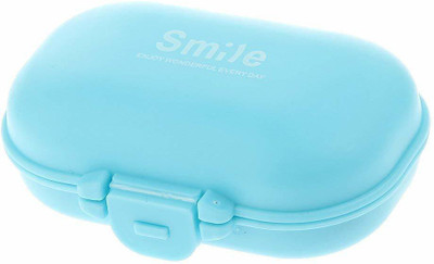 

ATOOZED 4 Slot Mini Smile Multi Purpose Storage Pill Box Organizer Pill Box(Blue)
