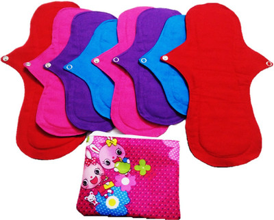 

Premium ReCyCloPads Reusable cloth sanitary pads for periods with wings Sanitary Pad(Pack of 9)