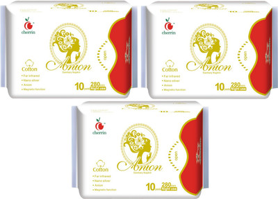 

Cherrin Anion 280mm (XL) Night Use 10+10+10 Premium Sanitary Pad(Pack of 30)