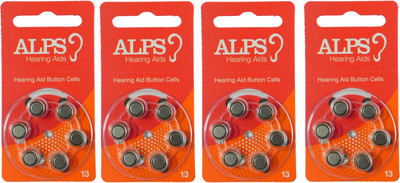 

Alps P13 Hearing Aid Batteries 1.45V 4 patta (24 battery) Button Cells Stethoscope Case(Silver)