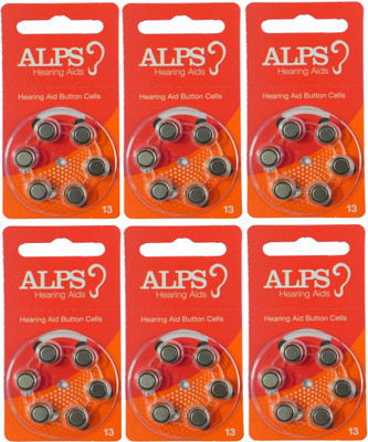 

Alps P13 Hearing Aid Batteries 1.45V 6 patta (36 battery) Button Cells Stethoscope Case(Silver)