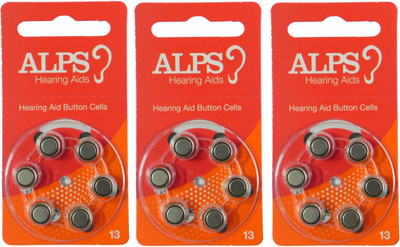 

Alps P13 Hearing Aid Batteries 1.45V 3 patta (18 battery) Button Cells Stethoscope Case(Silver)
