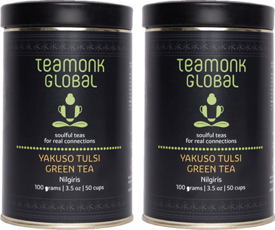 

Teamonk Global Teamonk Nilgiri Tulsi Green Tea for Weight Loss, 100g (50 Cups)-Pack of 2 | 100% Natural Loose Leaf Tea with Natural Tulsi (Holy Basil) | Yakuso Green Tea for Weight Loss | Herbal Tea | No Additives Herbs Green Tea(100 g, Tin)