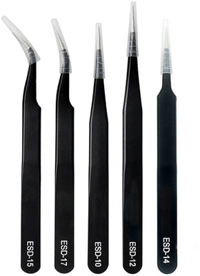 

Buyyart New 7Pcs ESD Anti Static Tool Tweezers , Made of Stainless Steel With ESD Brush