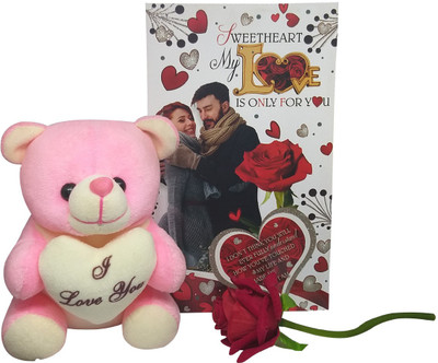 Natali Traders Greeting Card, Artificial Flower, Soft Toy Gift Set