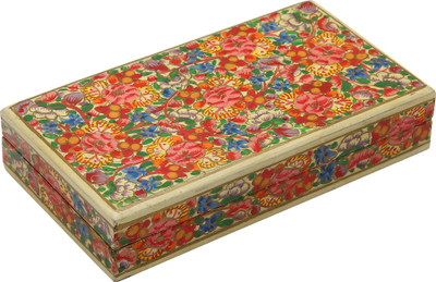 

PLURAL IDEA Rectangular Floral Decorative Paper Mache Multi Purpose Vanity Box(Multicolor)