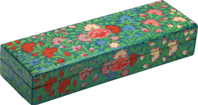 

PLURAL IDEA Antique Floral Decorative Paper Mache Multi Purpose Vanity Box(Green)