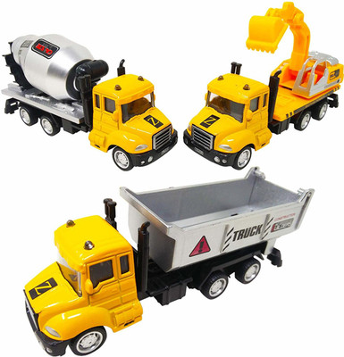 

Parteet Die Cast Pull Back Trucks Toy Set of 3 for Your Kids(Multicolor)