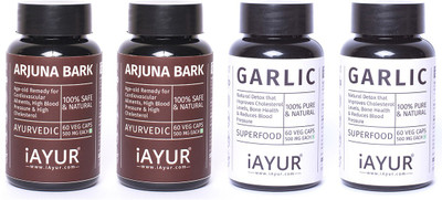 

iAYUR Arjuna Bark 400 Mg 60 Veg Caps & Garlic 500 Mg 60 Veg Caps(240 No)